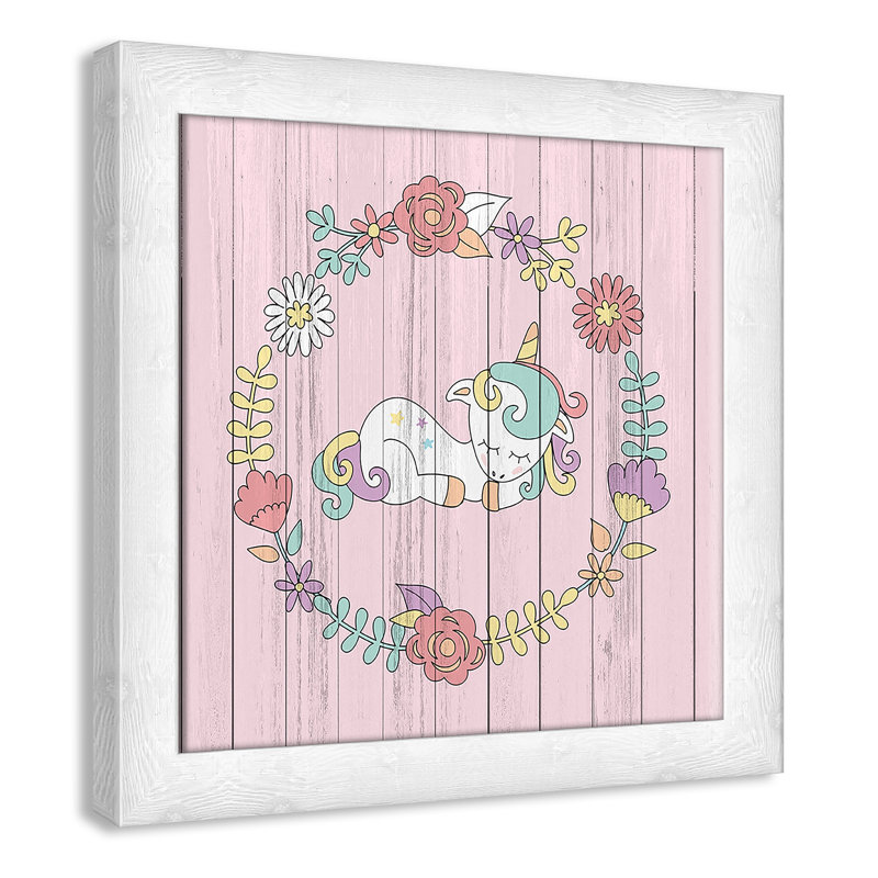 Décoration murale pour enfants, H 14 po x l 14 po x P 0,63 po, Encadré plat à grain de bois blanc