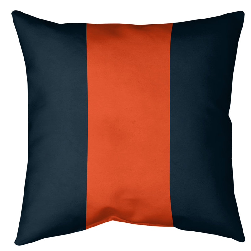 Housse de coussin, 20 po x 20 po, Marine / orange, Polyester sergé