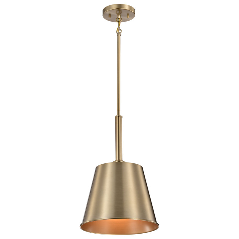 Luminaire suspendu simple à 1 lumière Jahirah, Laiton bruni / or, H 17,13 po x l 11 po x P 11 po