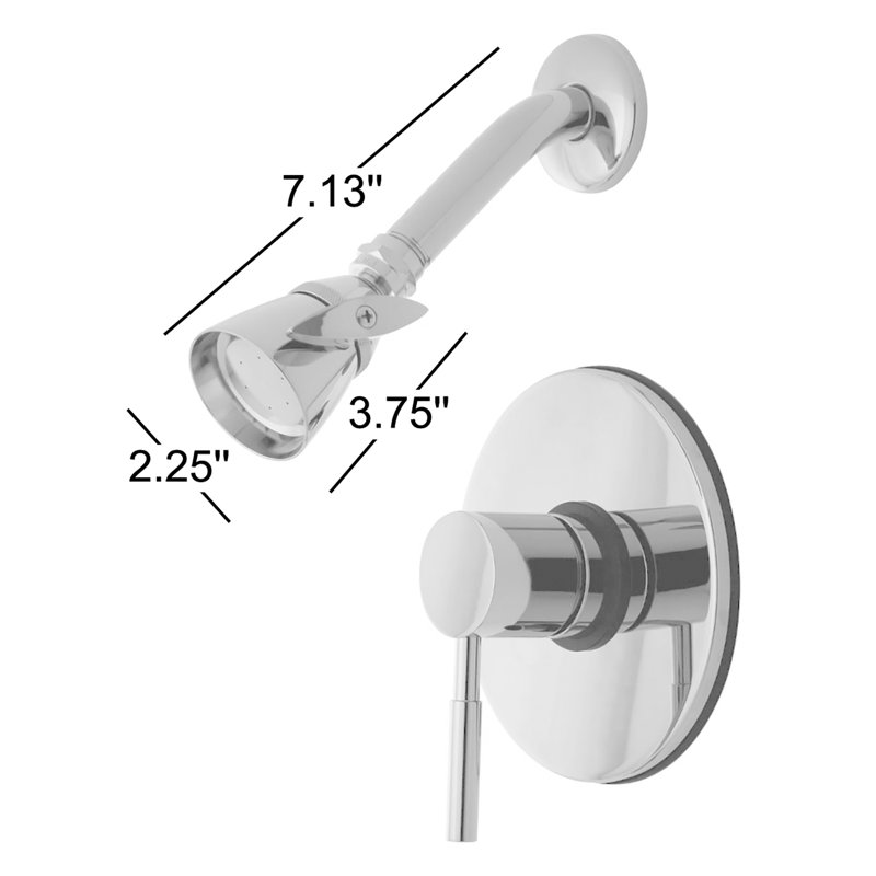 Robinet de douche à pression équilibrée à poignée simple Kingston Brass Concord, Laiton poli