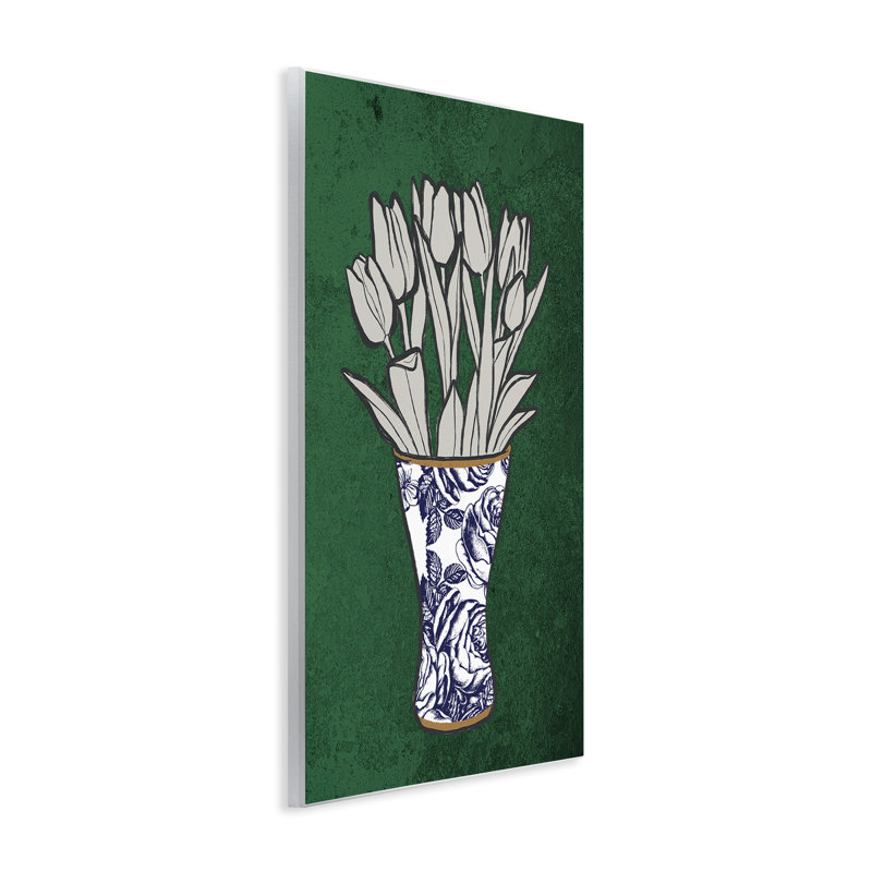 "Tulipe Bouquet Vase", art mural sur bois par Marcus Prime, H 15 po x l 10 po
