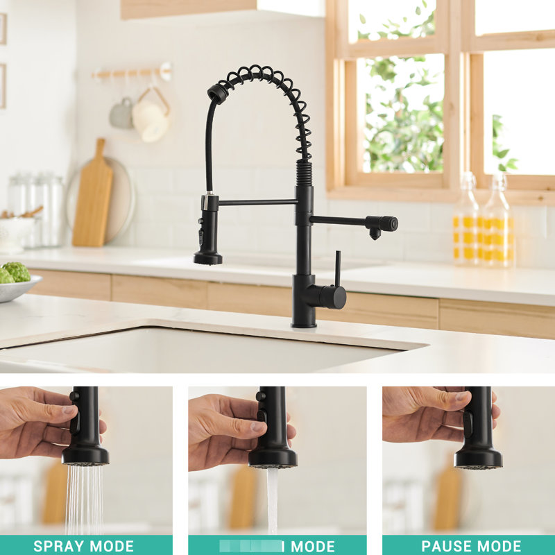 Kitchen Drinking Water Faucet With Purifier And Pull Down Filter - Matte Black, Double Pipe Outlet, Effortless Installation Maintenance Black For Filter, Easy &