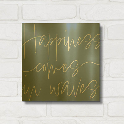 « By the Beach IV Light » de Sarah Adams, tableau mural en métal doré, 30,5 x 30,5 cm
