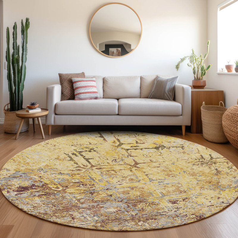  Mahaney Indoor/Outdoor Area Rug with Non-Slip Backing, Round 8'