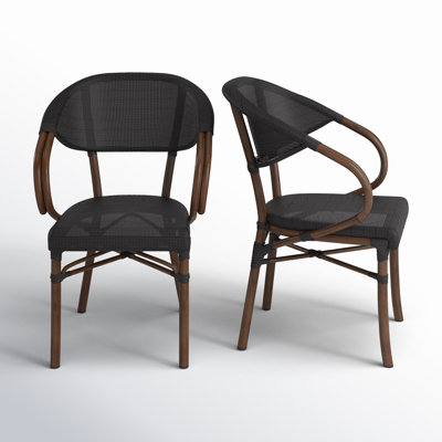 Abode Genovese Metal Stacking Arm Chair in Black/Brown by Joss & Main