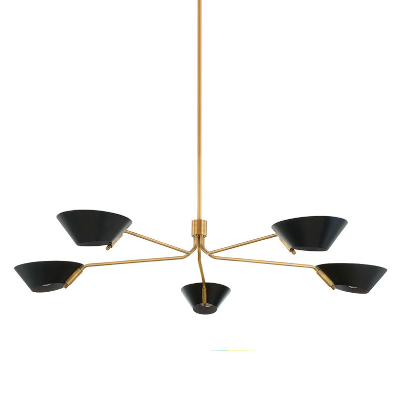 Lustre 5 lumières SACRAMENTO, Patine laiton / noir doux