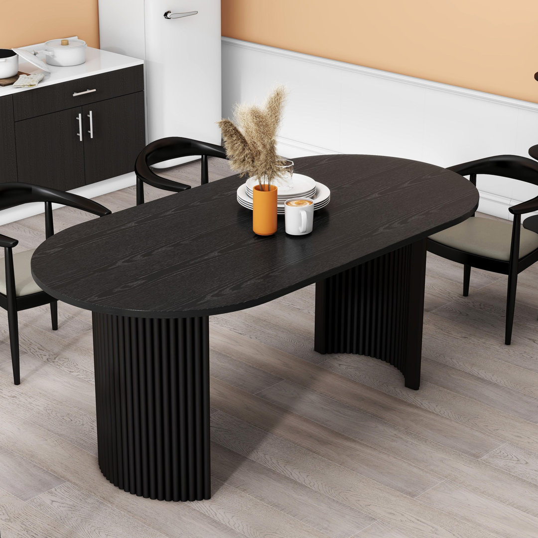 Duddy 72" Oval Dining Table Double Pedestal Kitchen Table Hokku Designs