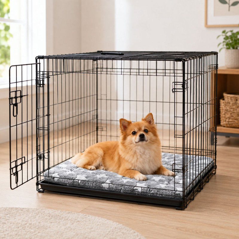 Reversible Dog Bed Mat with Washable Crate Pad Design