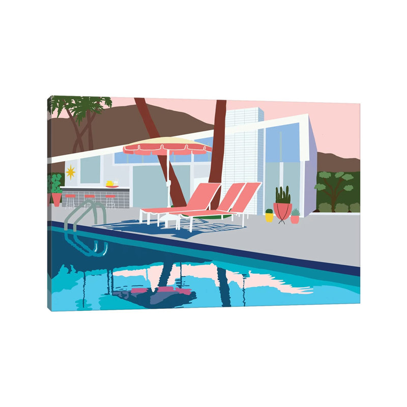 Pool Lounge I by Jen Bucheli - Wrapped Canvas Painting, 30.48 cm H x 45.72 cm W