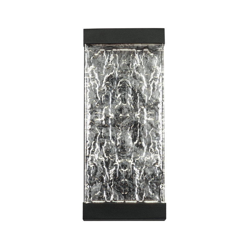 Fusion 14" Black Glass LED Outdoor Wall Light