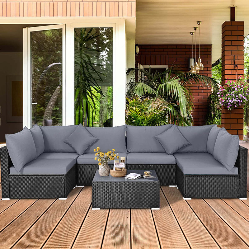 Ensemble de canapé modulaire en rotin 7 pièces 7 pièces
