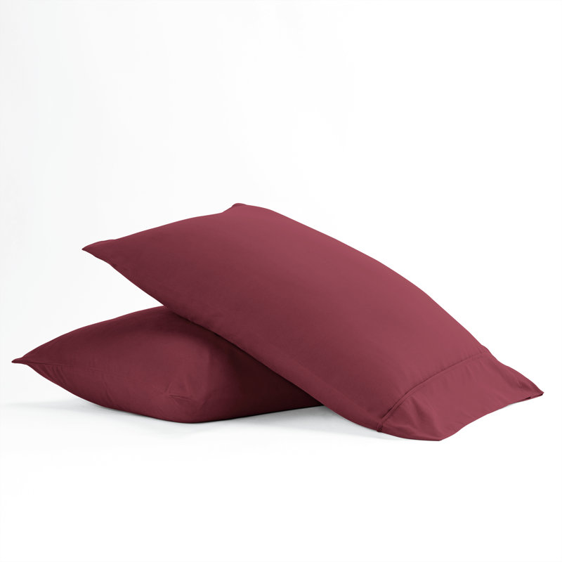 Premium Double-Brushed Pillow Case Set, Burgundy, King