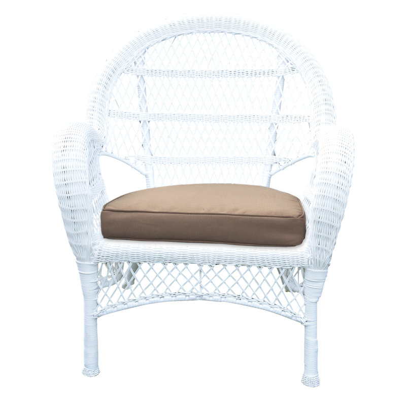 Bynum Wicker Outdoor Lounge Chair, Brown, White