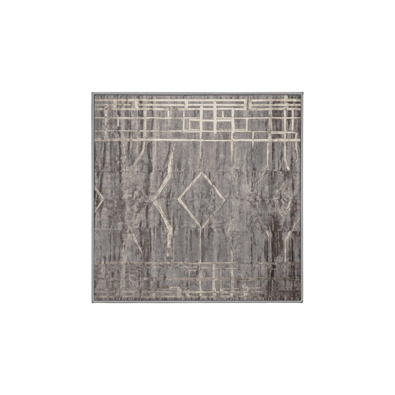 Tapis gris lavable à la machine, Carré 7 pi