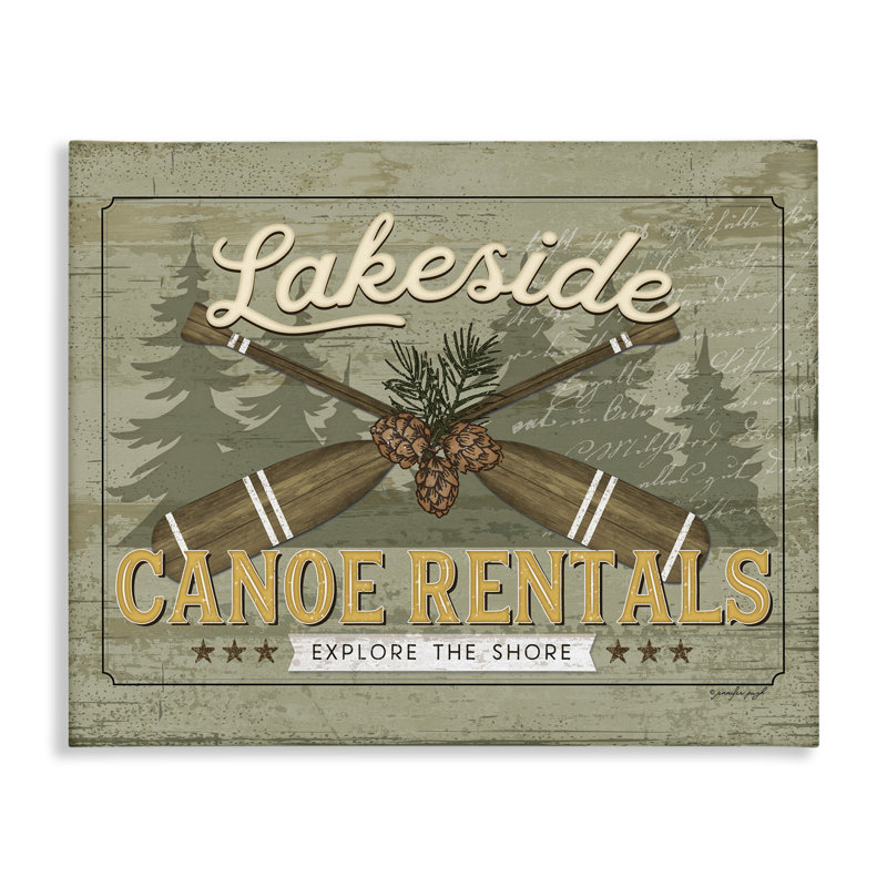 Art mural sur toile Lakeside Canoe, design par Jennifer Pugh, H 36 po x l 48 po