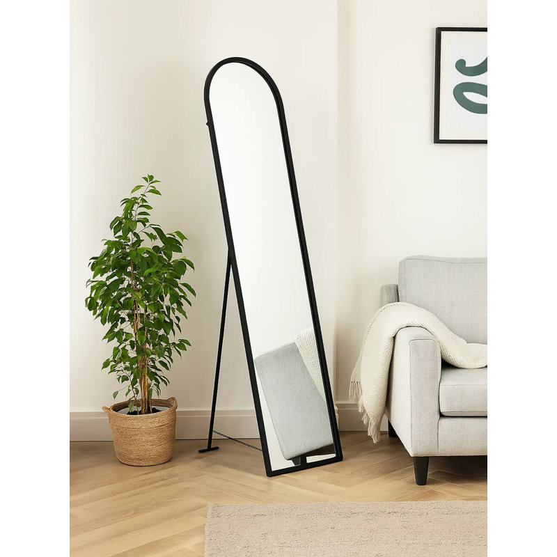 Alawna Metal Arch Floor Mirror, Black