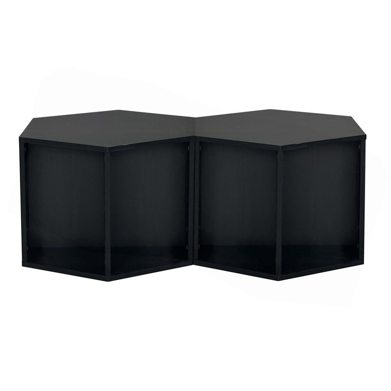 Table de chevet hexagonale, Brun-noir