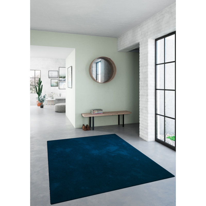 Alja Machine Washable Silky Tufted Navy Blue Rug, Rectangle 80 x 150cm