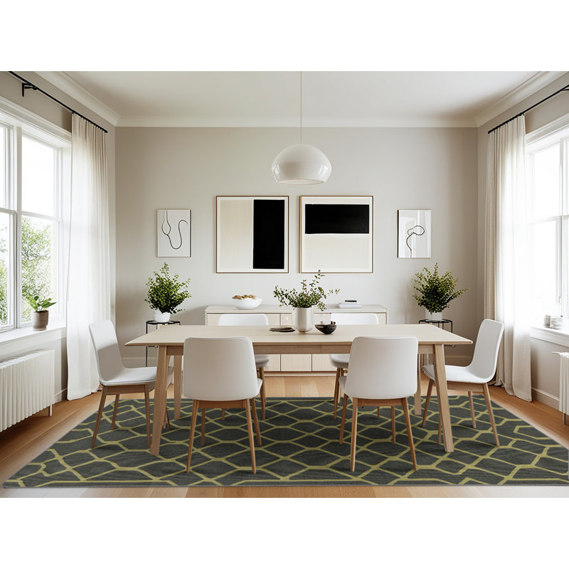 Machine Washable Trellis Brown Area Rug, Rectangle 7' x 10'