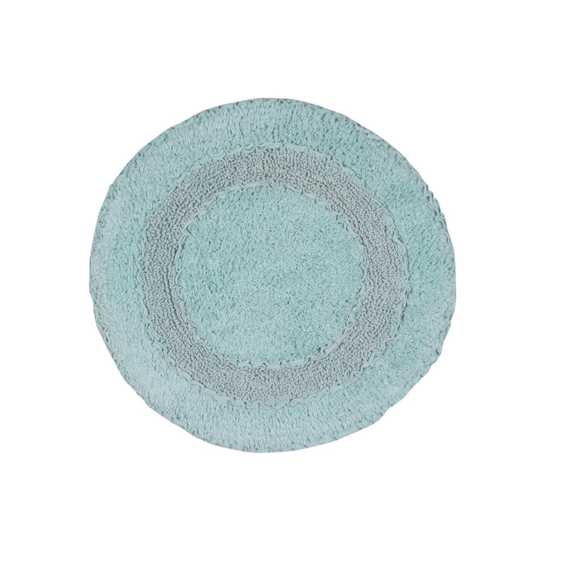 Plush Cotton Round shape bath Rug, Sky Blue, 22"W x 22"L