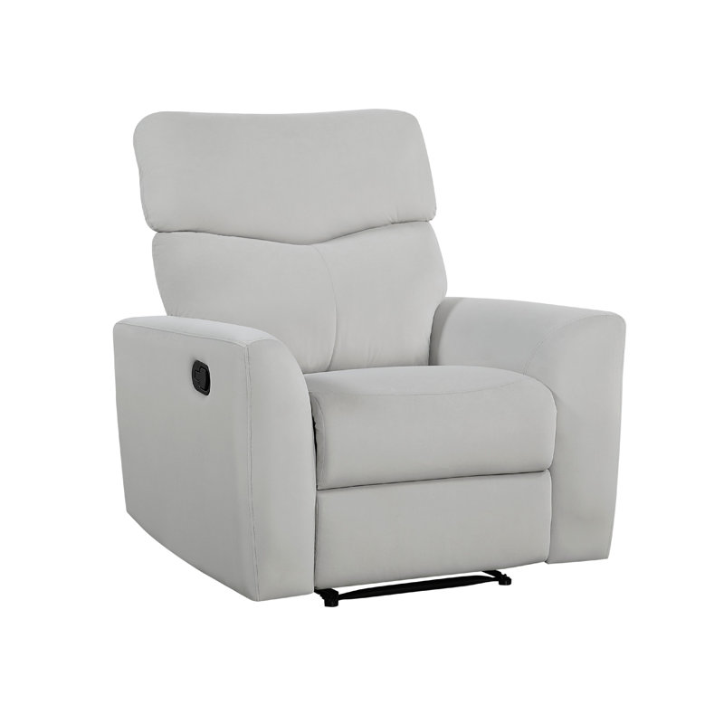 Manual Recliner Chair, 38 Inch, Gray Polyester Padded Seat, Pull Tab