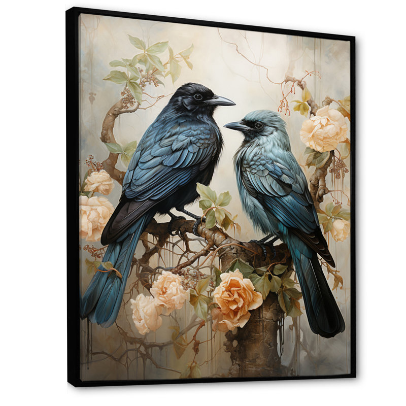 Kelvon Crow Serenity And Force II sur toile, H 44 po x l 34 po, Cadre flottant noir
