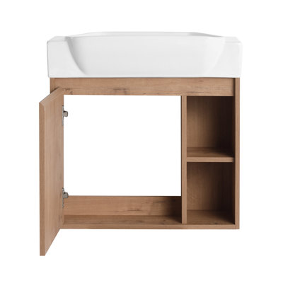 Amanda 24'' Wall-Mounted Bathroom Vanity with Ceramic Sink & Soft-Close Door