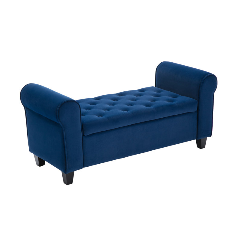 Anela Upholstered Storage Bench, Navy