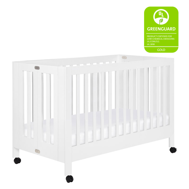 Maki 2-in-1 Convertible Portable Crib, White