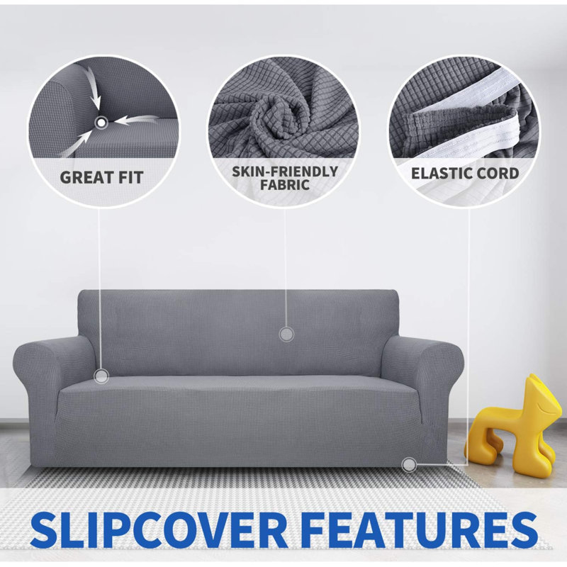 Sofa Slipcover, Light Gray Fabric