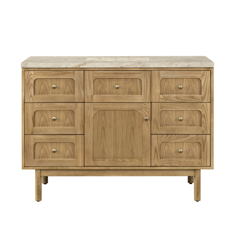 Laurent 48" Single Vanity, Light Natural Oak W/FreePower Wireless Charger, Light Natural Oak, Tajnar Eclos