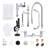 Commercial Triple Handle Wall Mount 36. Pull Down Sprayer Kitchen Faucet