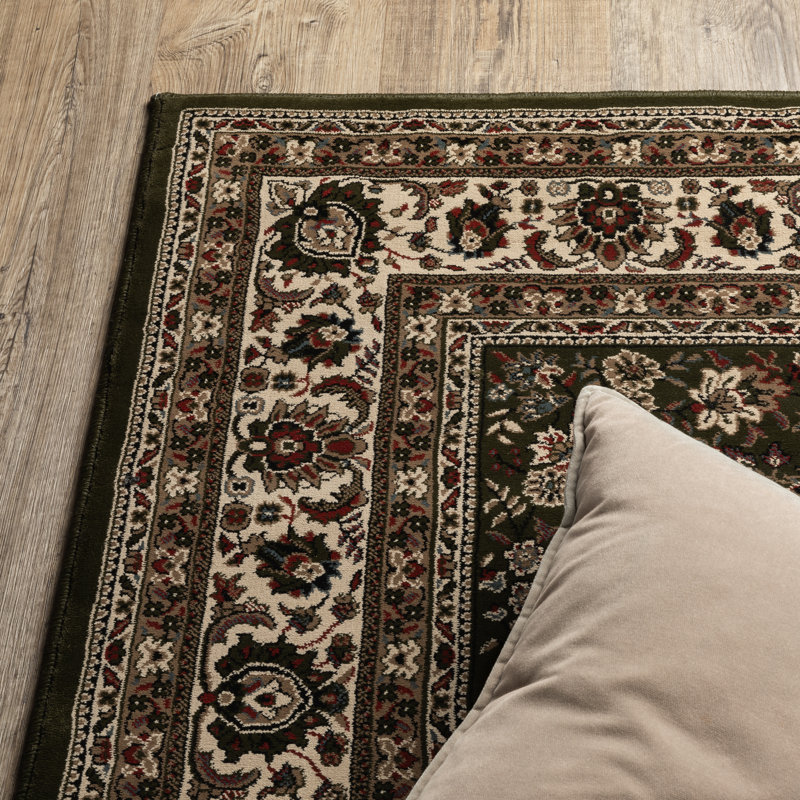 Tapis oriental vert / ivoire Shelburne, Rectangle 6 pi 7 po x 9 pi 6 po