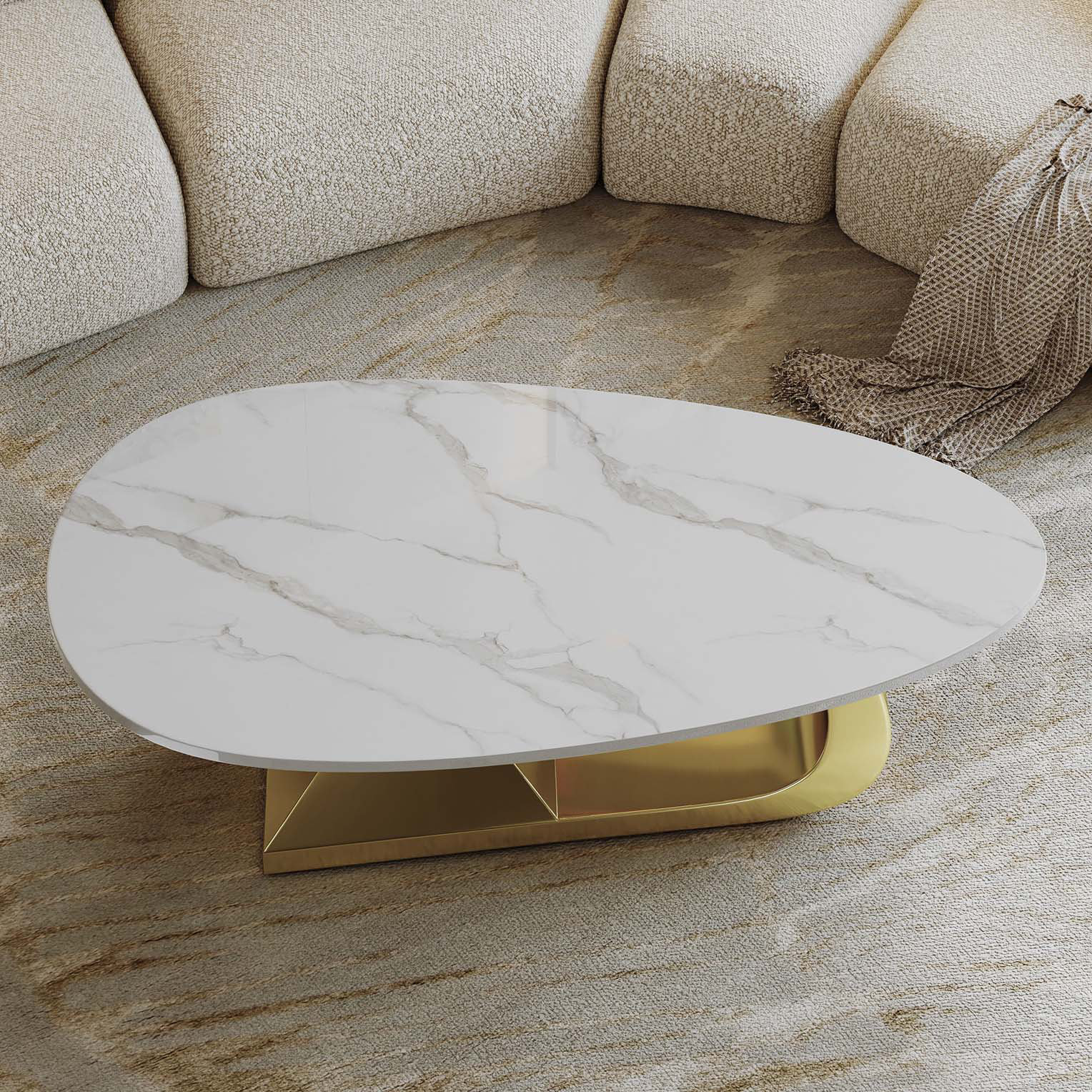 Brayden Studio Modern Sintered Stone Tabletop Coffee Table with ...