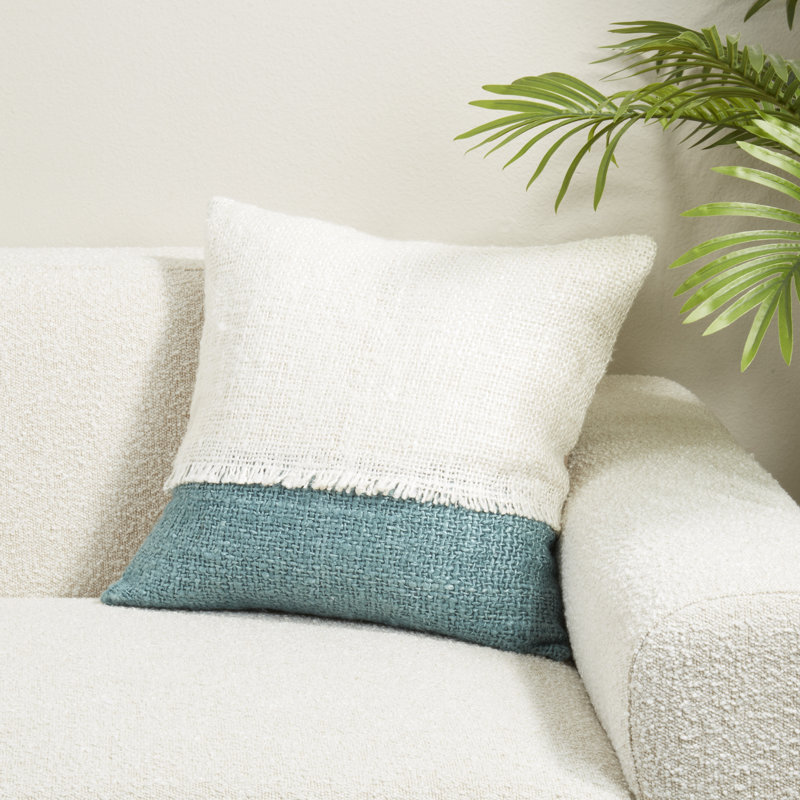 Coussin décoratif à franges deux tons, Bleu, Housse de coussin seulement - sans coussin