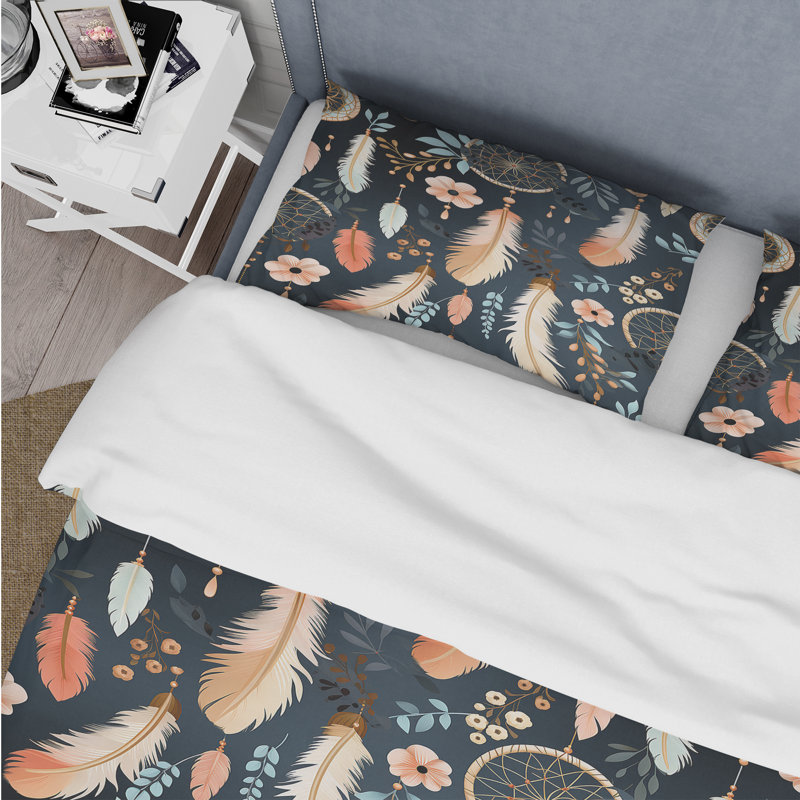 Ensemble de housse de couette Dreamcatchers Boho, Housse de couette simple + 1 taie décorative stan