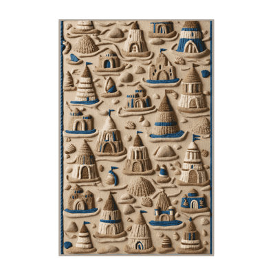 Washable Sandcastles Nautical Area Rug