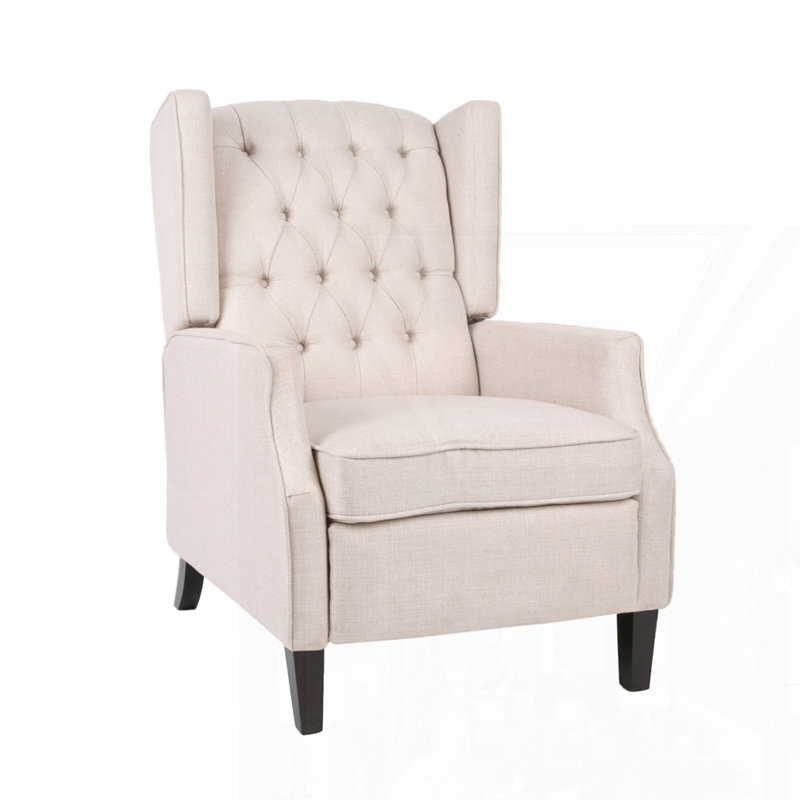 Fabric Armchair Push Back Recliner, Beige