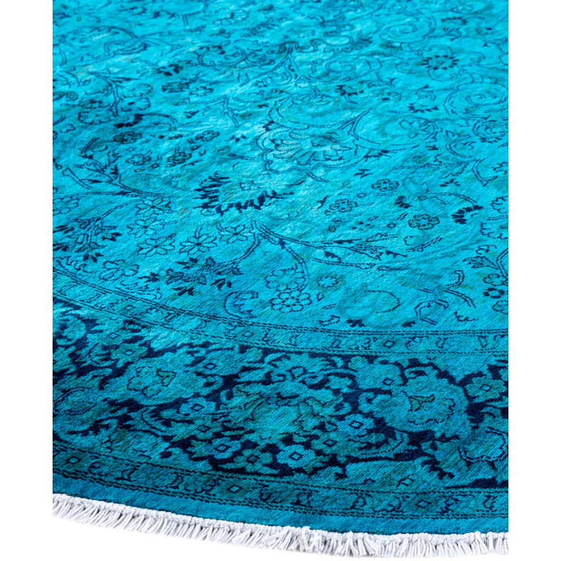 Overdyed Hand-Knotted Wool Modern-Contemporary Blue Area Rug 6' 2" x 6' 3"