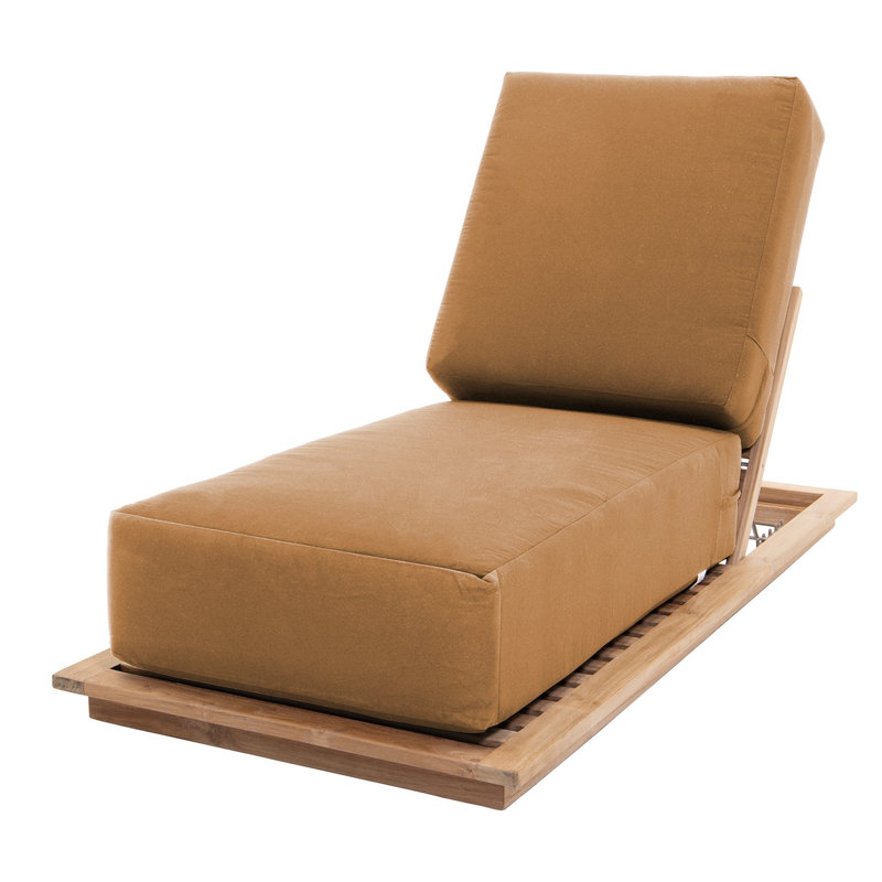 Hermosa Outdoor Teak Chaise Lounge, Camel