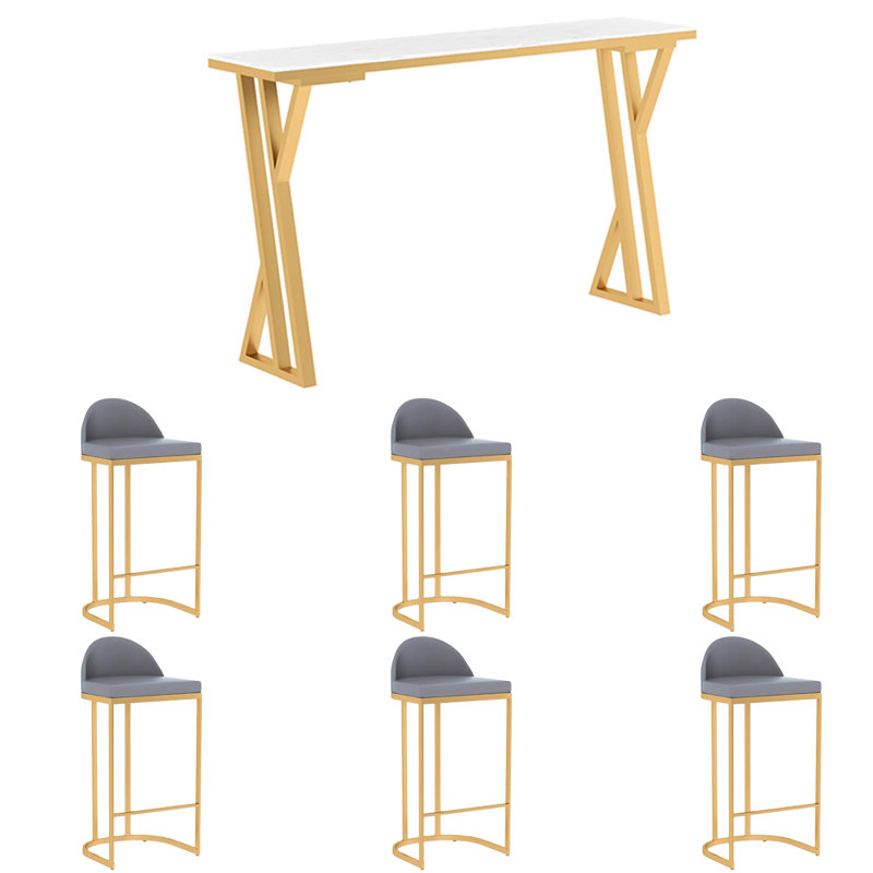 Edenfield, 7 pièces: table, 6 chaises, Blanc, Doré