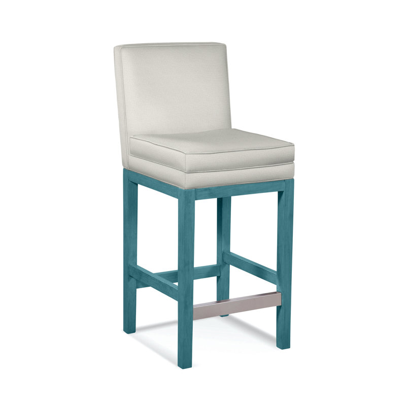 Upholstered Stool, Honey Finish, Vanilla Crypton Performance; 0822-91