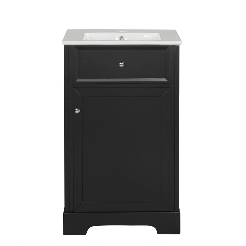 Meuble-lavabo de salle de bain avec lavabo, armoire de salle de bain avec porte à fermeture douce et tablette ajustable, meuble-lavabo pour l'organisation