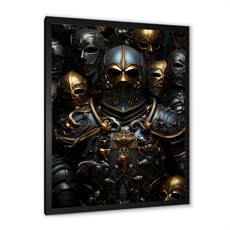 Chevaliers médiévaux armure 3 - Art mural militaire, Cadre photo noir, H 40 po x l 30 po x P 1,5 po