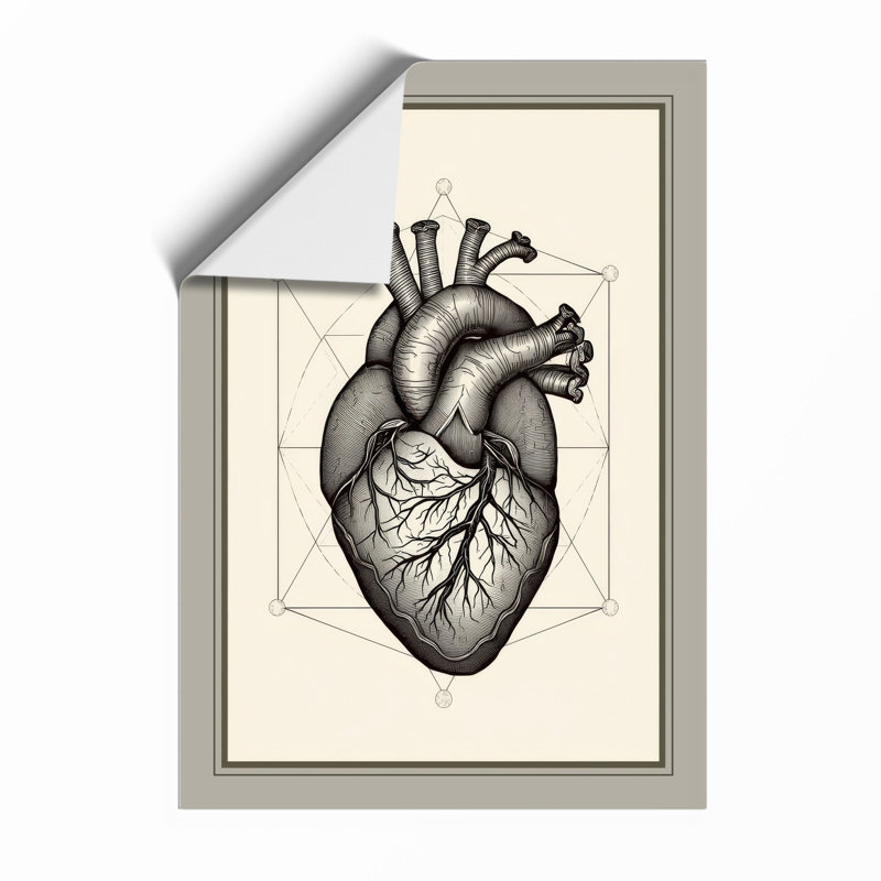 Heart Anatomical Study Minimalist - Print, Unframed, A4 - 29.7 x 21.0 cm