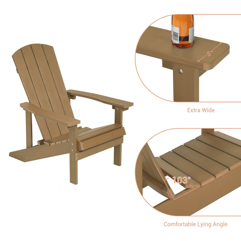 Kieth Rattan Adirondack Chair Weather-Resistant Fire Pit Recliner, Teak