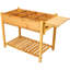 Lit de jardin surélevé en bois 8 poches - Boîte à fleurs avec table d'appoint pliable et tablette de rangement, doublure en tissu et trous de drainage pour herbes / légumes / fleurs