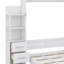 Grand lit escamotable mural avec tablettes intégrées, tiroirs et éclairage