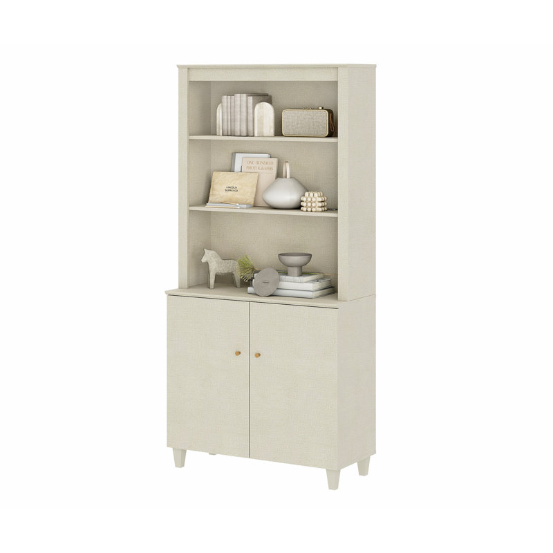 Lysiane 71 Inches Tall Bookcase With Doors, 5-Tier Bookshelf With Storage Cabinet For Home Office, Living Room, 35.4" Wide, 1
