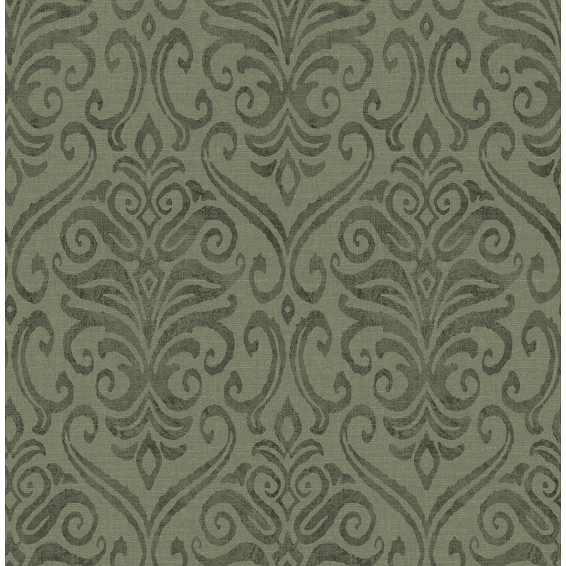 Adavu Sage Damask Wallpaper, Green